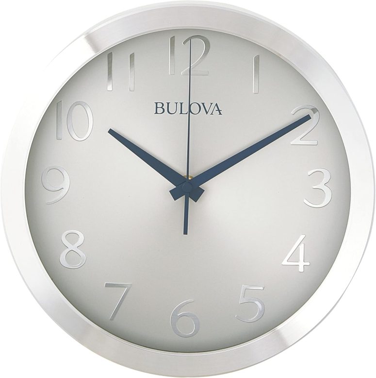 Bulova Winston Wall Clock C4844 | 10" Diameter | Metal Design with Diamond Cut Edges | Silent Sweep Quartz Movement | Easy-to-Read Arabic Numerals - Image 2