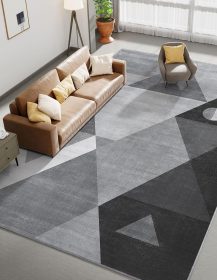 HOMFINE Washable Modern Area Rug - Geometric 5x7 Rugs for Living Room, Bedroom, Machine Washable Rug Soft Non Slip Non Shedding Area Rug - Grey, 5'x7'